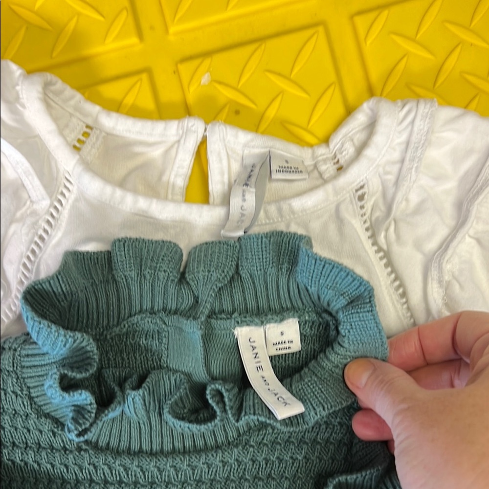 Janie and Jack White t-shirt and Teal Knit top (both size 5)